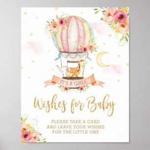 Poster Chic Hot Air Balloon Cute Animaux Voeux pour bébé