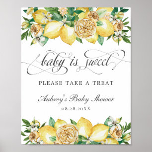 Poster Chic Lemon Floral Baby is Sweet Treat Douche Signa