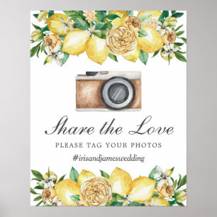 Poster Chic Lemon Floral Partagez l'amour Tag Photo Maria