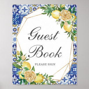 Poster Chic Lemon Jaune Floral Livre d'Invitation S'Il Vo