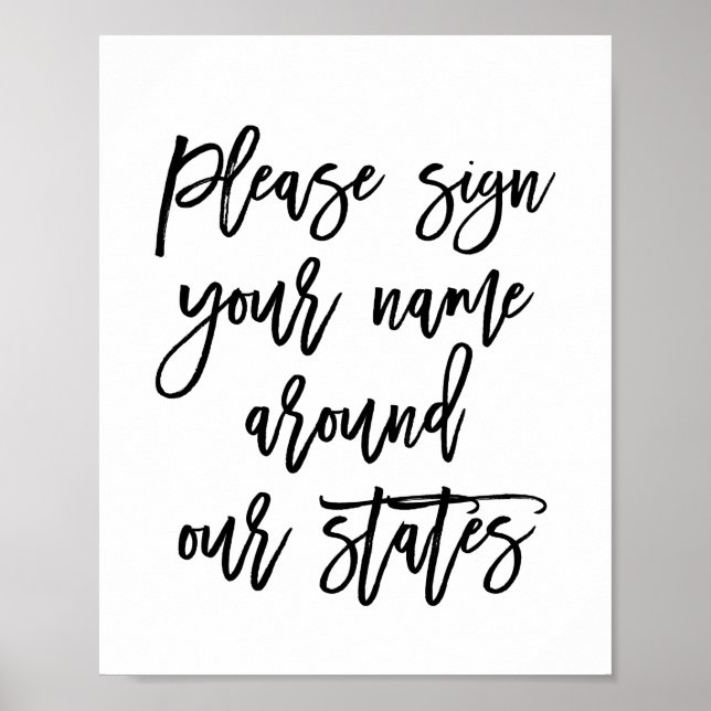 Poster Chic Lettre À La Main Signer Votre Nom Autour Des  (Devant)