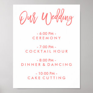 Poster Chic Mâle Lettre Mariage Jour De L'Horaire