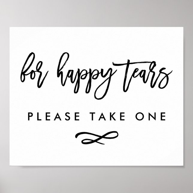 Poster Chic Mariage Lettré Bonne Larmes Imprimer (Devant)