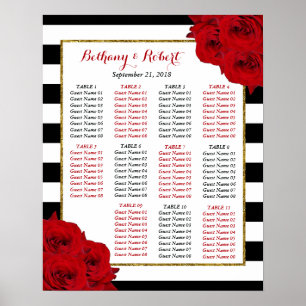 Poster Chic Moderne Luxe Mariage Collection - Roses rouge