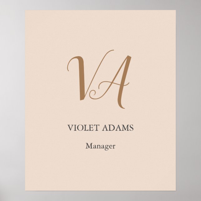 Poster Chic monogramme professionnel minimaliste ajouter  (Devant)
