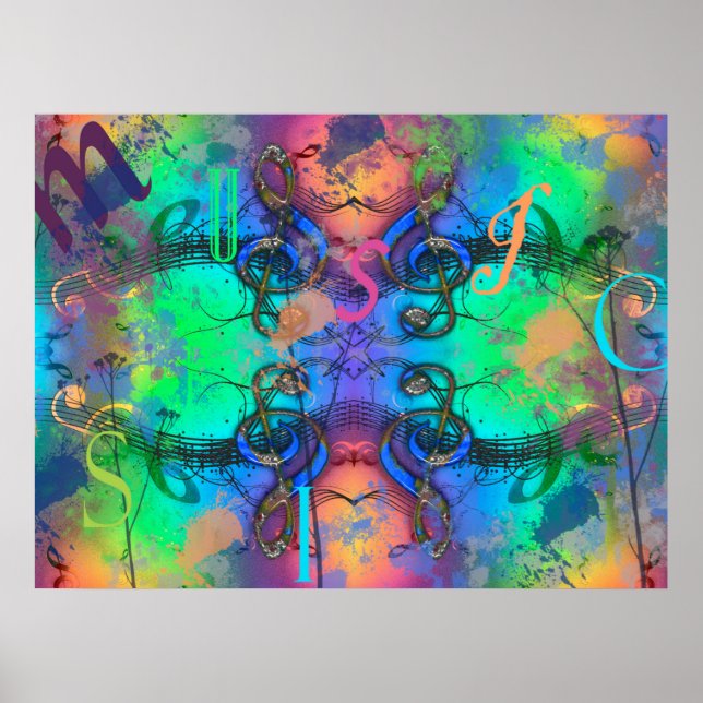 Poster Chic musique colorée Abstraite (Devant)