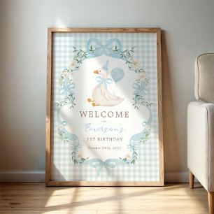 Poster Chic One Silly Goose Blue Balloon Anniversaire Bie