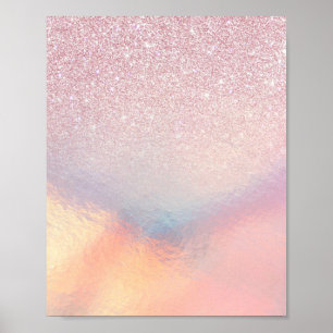 Poster Chic Parties scintillant rose Iridescente Dégradé