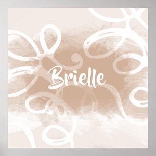 Poster Chic Pastel Brown Aquarelles Avec Nom