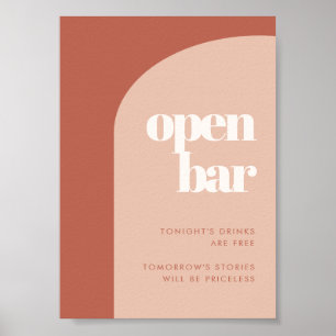 Poster Chic pêche en terre cuite arche mariage Open Bar s