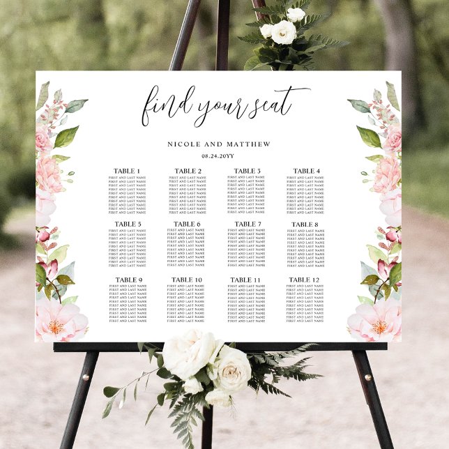 Poster Chic Rose Blush, Rose Gold Mariage de siège graphi (Créateur téléchargé)