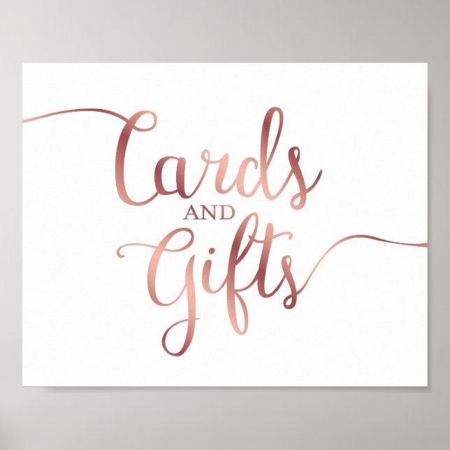 Poster Chic Rose Gold CARTES ET CADEAUX Signe Imprimer (Devant)