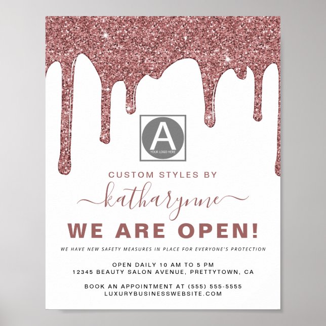 Poster Chic Rose Gold  Parties scintillant Drives Busines (Devant)