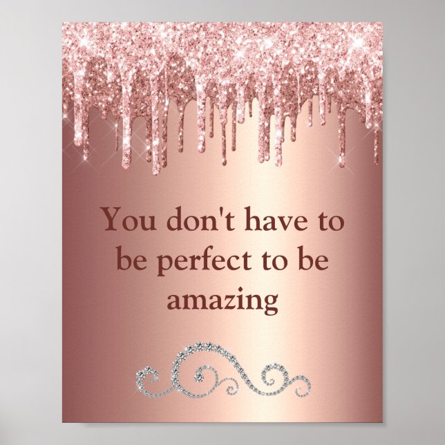 Poster Chic Rose Parties scintillant or Sparkle Motivatio (Devant)