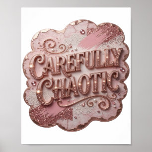 Poster Chic Rose SOIGNEUSEMENT CHAOTIQUE