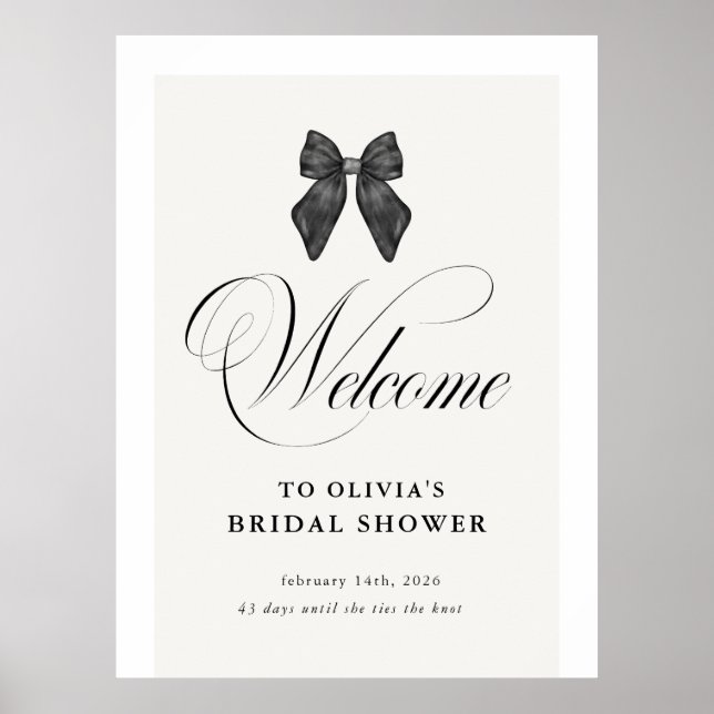 Poster Chic 'She's Tying the Knot Black Bow Fête des mari (Devant)