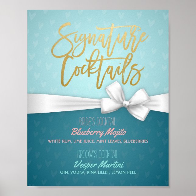 Poster Chic Signature Cocktail Boisson Menu Décor Mariage (Devant)