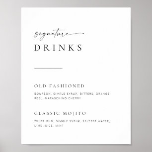 Poster Chic + Simple Script Mariage Signature Boissons Si