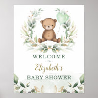 Chic Teddy Ours Verdure Gold Wreath Welcome Baby