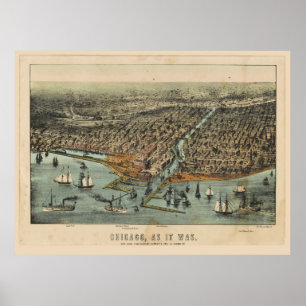 Poster Chicago, Comme C'Était. Avant le grand incendie de