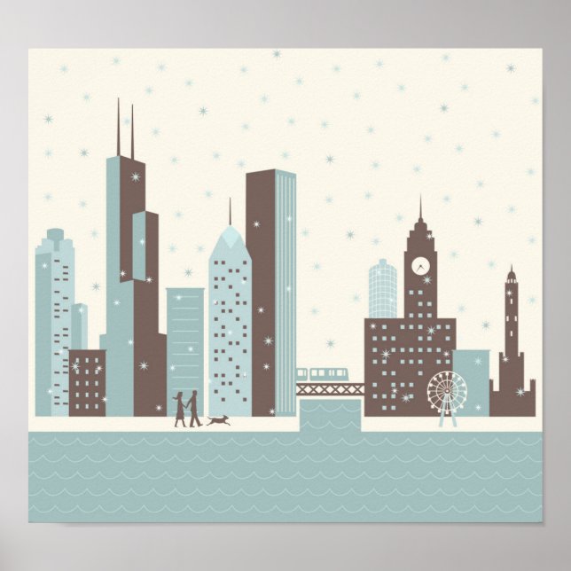Poster Chicago en hiver (Devant)