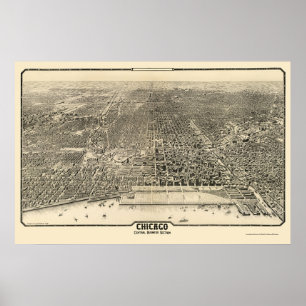 Poster Chicago, IL Carte panoramique - 1916
