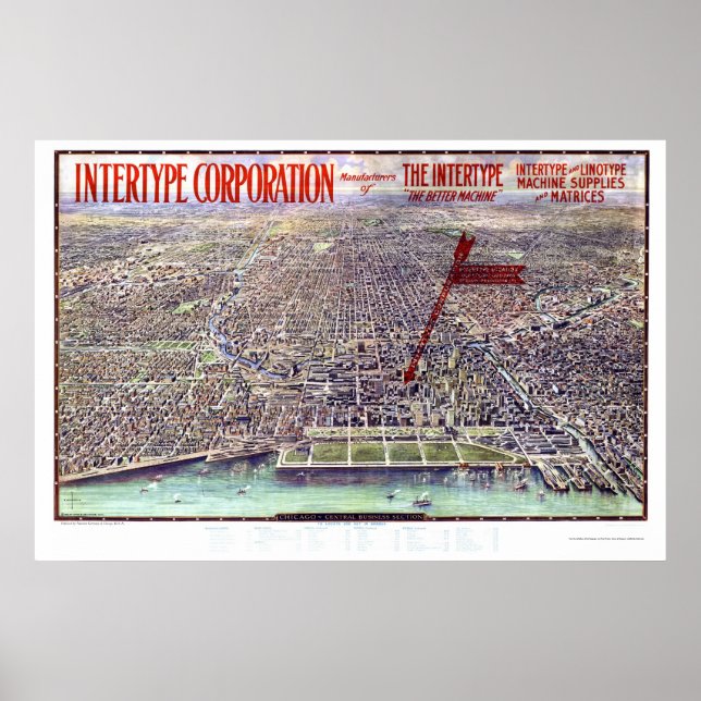 Poster Chicago, IL Carte panoramique - 1916 (Devant)