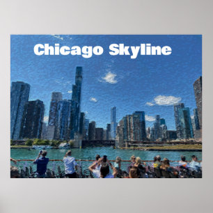 Poster Chicago, Illinois Abstrait Skyline