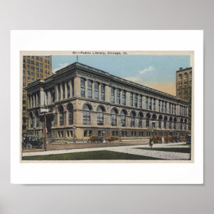 Poster Chicago Illinois, Bibliothèque publique, années 19