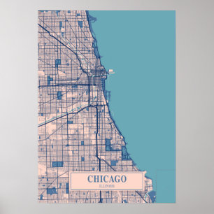 Poster Chicago - Illinois Breezy City Map