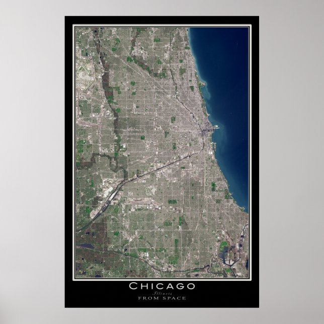Poster Chicago Illinois De La Carte Satellite Spatiale (Devant)