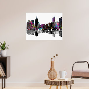 Poster Chicago, Illinois en graffiti