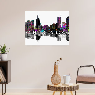 Poster Chicago, Illinois en graffiti