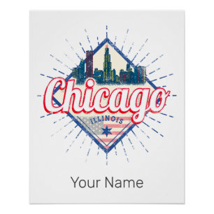 Poster Chicago Illinois États-Unis Retro Skyline États-Un
