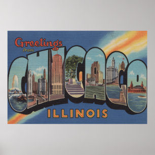 Poster Chicago, Illinois - Grandes Lettres Scènes 2