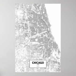 Poster Chicago, Illinois (noir sur blanc)
