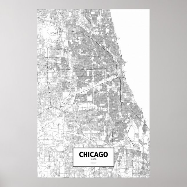 Poster Chicago, Illinois (noir sur blanc) (Devant)