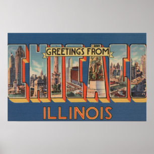 Poster Chicago, Illinois - Scènes de grandes lettres