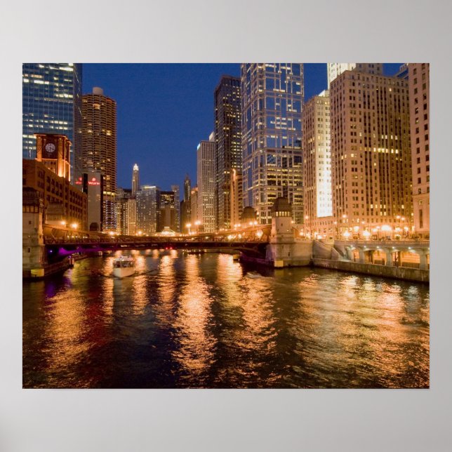 Poster Chicago, Illinois, Skyline et Chicago River au 2 (Devant)