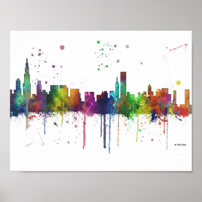 POSTER CHICAGO, LIGNE SKYLINE ILLINOIS (Devant)