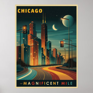 Poster Chicago Magnifique Mile Vintage