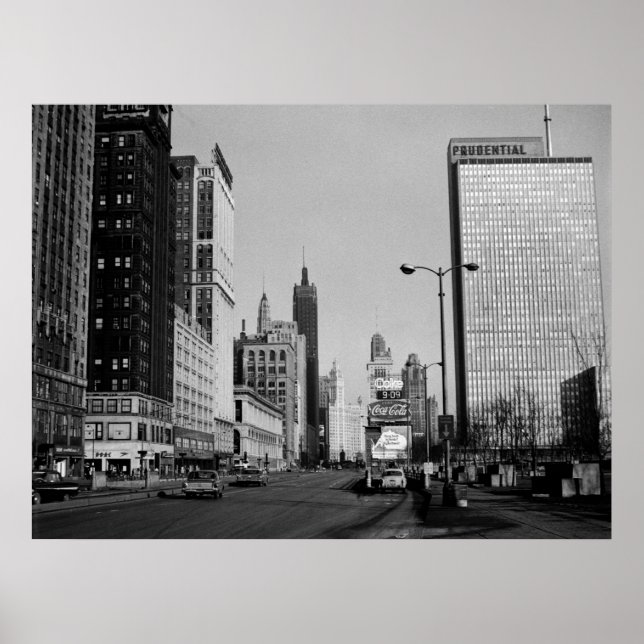 Poster Chicago Michigan Avenue 1964 Photographie Vintage (Devant)