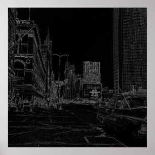 Poster Chicago Michigan Avenue Les arêtes brillantes des