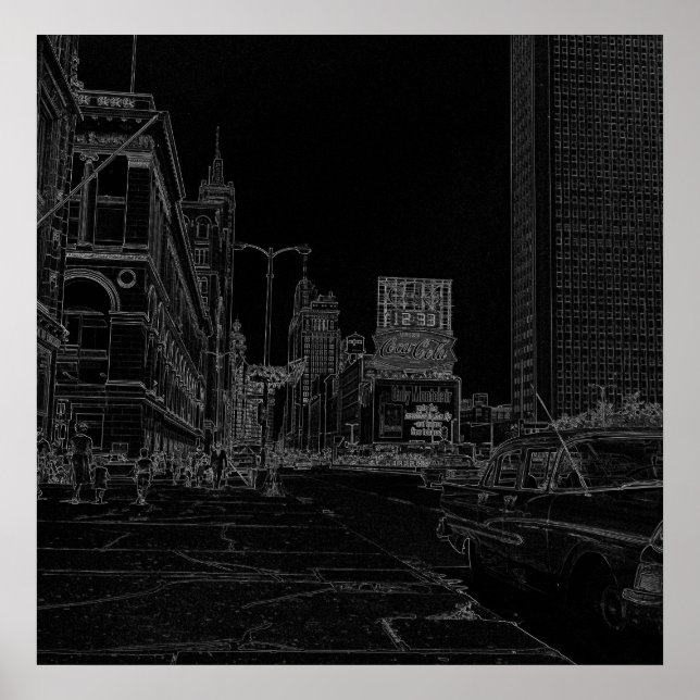 Poster Chicago Michigan Avenue Les arêtes brillantes des  (Devant)