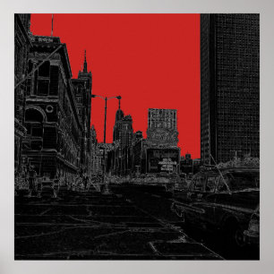 Poster Chicago Michigan Avenue Les arêtes brillantes des