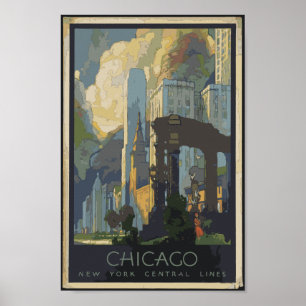 Poster Chicago New York Central Lines Vintage voyage