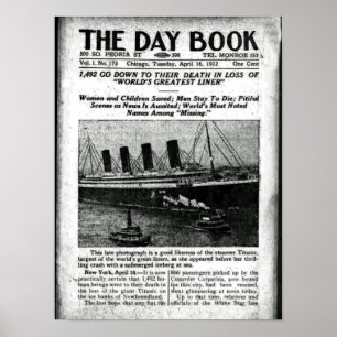 Poster Chicago Newspaper 16 avril 1912 Titanic
