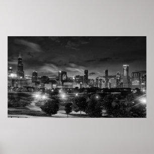 Poster Chicago Skyline sur Toile