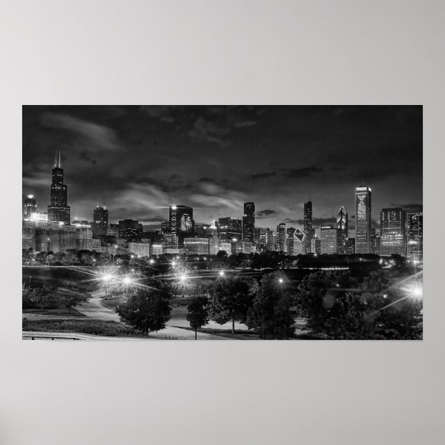 Poster Chicago Skyline sur Toile (Devant)