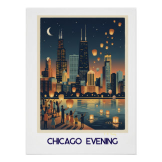 Poster Chicago Soir